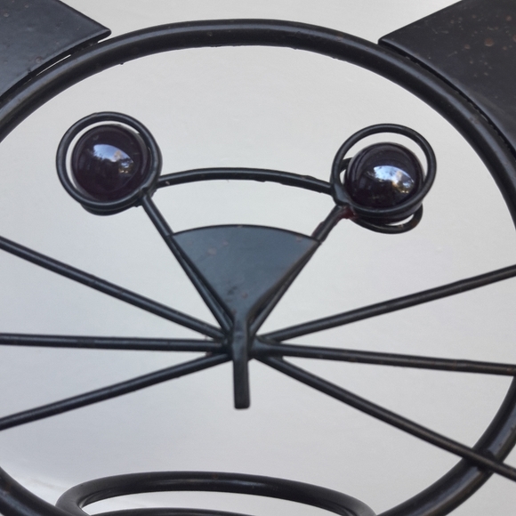 Spooky Wrought Iron Cat w/Marble Glass Eyes - Picture 4 of 14